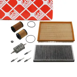 febi Filterset Filterpaket + 4x Z&uuml;ndkerze f&uuml;r OPEL Corsa C 1.0 58 + 1.2 72 PS