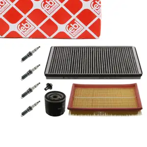 febi Filterset + 4x Z&uuml;ndkerze f&uuml;r FORD Focus 1 MK1 1.4 16V 75 PS 1.6 16V 100 PS