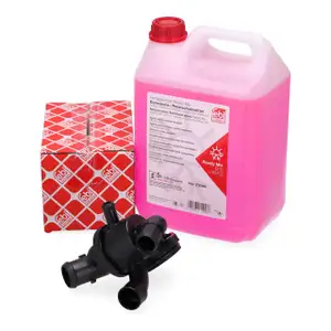 febi Thermostat + 5L K&uuml;hlmittel f&uuml;r VW Golf 6 Passat B7 Sharan Touran Tiguan A3 8P 2.0 TDI