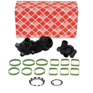 febi K&uuml;hlmittelflansch + Regelventil + Dichtungen f&uuml;r AUDI A4 A6 Q5 Q7 Touareg 3.0 TDI