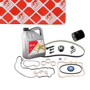 febi Zahnriemensatz + 5L Motoröl 0W30 für PEUGEOT 208 2 308 SW 2 2008 1 CITROEN C4 DS3 1.2