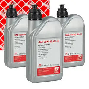 3L 3-liter febi 48785 Axle Gear Oil 75W-85 GL-5 YELLOW for AUDI, BMW, MERCEDES, VW