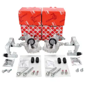 2x febi Bremssattel &Oslash; 38mm + Halter + F&uuml;hrungsh&uuml;lsen f&uuml;r VW Golf 4 8L1 Leon Octavia hinten