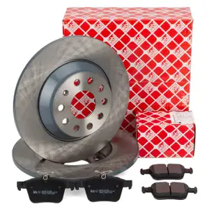 febi Bremsscheiben + Bremsbel&auml;ge f&uuml;r VW VW Golf 7 Passat B8 Tiguan Touran A3 8V Q3 hinten