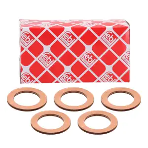 5x febi 1003160 Dichtring &Ouml;lablassschraube f&uuml;r MITSUBISHI Colt 6 1.1 1.3 Lancer 8 1.5