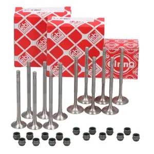 6x febi Einlassventil + 6x Auslassventil + 12x ELRING Dichtungen f&uuml;r VW Polo 4 5 Ibiza 1.2