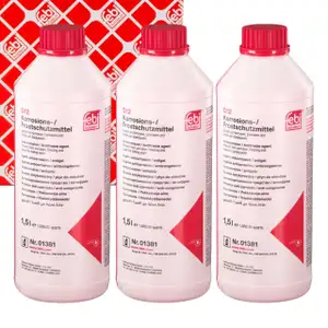3x 1,5L febi 01381 K&uuml;hlerfrostschutz ROT AUDI OPEL SEAT SKODA VW TL774D