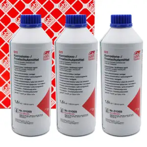 3x 1,5L febi 01089 K&uuml;hlerfrostschutz G11 BLAU f&uuml;r AUDI BMW MINI MERCEDES OPEL SMART VW