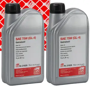 2L 2 Liter febi 21829 Getriebe&ouml;l 75W GL-4 GELB f&uuml;r AUDI FORD MERCEDES VOLVO VW
