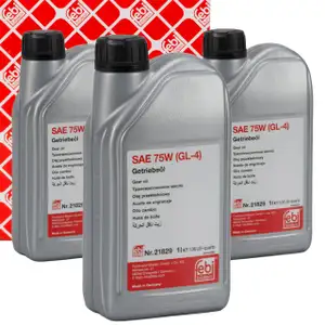 3L 3 Liter febi 21829 Getriebe&ouml;l 75W GL-4 GELB f&uuml;r AUDI FORD MERCEDES VOLVO VW