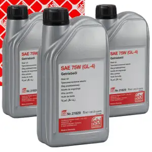 3L 3 Liter febi 21829 Getriebe&ouml;l 75W GL-4 GELB f&uuml;r AUDI FORD MERCEDES VOLVO VW