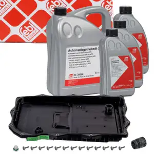 febi &Ouml;lwanne + Filter + Schrauben Automatikgetriebe 8HP45-75 + 8L Getriebe&ouml;l f&uuml;r BMW
