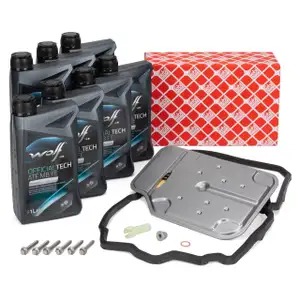 FEBI Getriebefilter Satz 7G-TRONIC 722.9 + 7L WOLF Getriebeöl MERCEDES C-/E-/S-Klasse