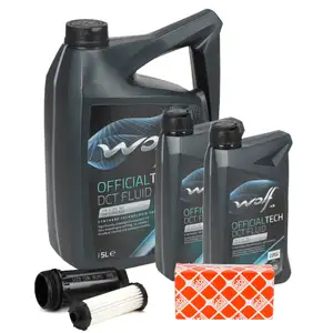 febi Getriebefilter Satz 6-Gang Powershift + 7L WOLF Getriebe&ouml;l FORD RENAULT VOLVO