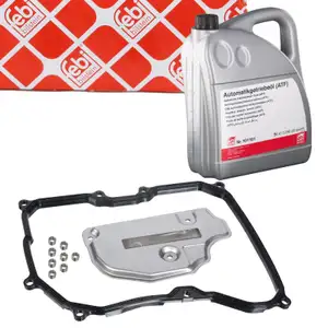 febi Getriebefilter + Dichtung + 5L Getriebeöl für VW Golf 5 Polo 4 5 Touran 8P 09G AQ250