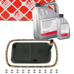 febi Getriebefilter + Dichtung + 6L Getriebe&ouml;l f&uuml;r BMW X5 3.0i 3.0d Range Rover 3 5L40E
