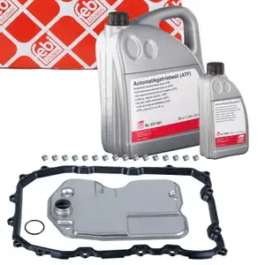 febi Getriebefilter + Dichtung + 6L Getriebe&ouml;l f&uuml;r VW Touareg 7L AUDI 4LB Cayenne 9PA 09D