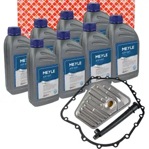 febi Getriebefilter Satz + 8L MEYLE Getriebe&ouml;l f&uuml;r AUDI A4 B6 B7 A6 C5 C6 A8 CVT-Getriebe