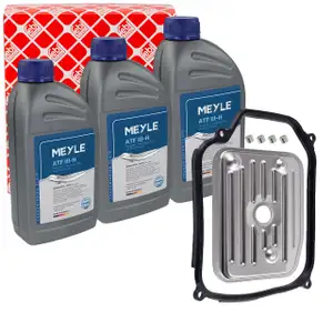 febi Getriebefilter Satz + 3L MEYLE Getriebe&ouml;l f&uuml;r VW Golf 3 4 AUDI A3 8L1 4-Gang AG4