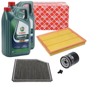 febi Filterset 3-tlg + 10L CASTROL 0W30 D Motor&ouml;l f&uuml;r FORD Transit / Custom 2.0 EcoBlue