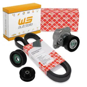 febi Keilrippenriemen + Spanner + Rollen Set für MERCEDES W203 W204 W211 W212 W463 M272