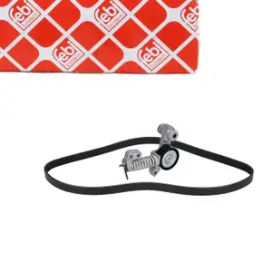 febi 187696 Keilrippenriemen + Riemenspanner für VOLVO V70 3 V90 2 XC60 XC70 XC90 2.0D