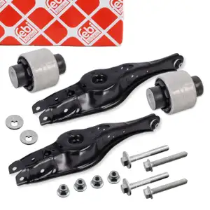 2x febi Querlenker Federaufnahme + Schrauben + Lager für VW Passat Tiguan Superb 3 hinten