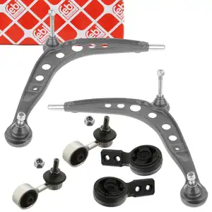 2x febi Querlenker + Lager + Koppelstange f&uuml;r BMW 3er E30 316-323i mit Klima vorne unten