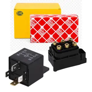 febi Magnetventil + HELLA Relais 30A Kompressor Luftfederung f&uuml;r AUDI Q7 4LB VW Touareg 7L