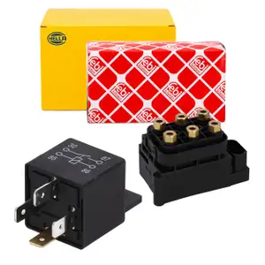 febi Magnetventil + HELLA Relais 30A Kompressor Luftfederung f&uuml;r AUDI Q7 4LB VW Touareg 7L