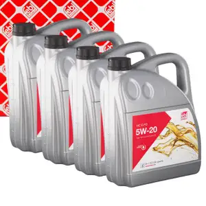 20L febi 108352 5W-20 Motor&ouml;l f&uuml;r Ford WSS-M2C948-B / M2C945-A Fiat 9.55535-CR1