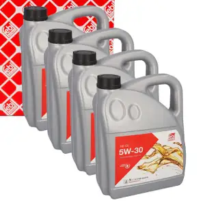 20L febi 173445 5W-30 Motor&ouml;l f&uuml;r Fiat 9.55535-S1 PSA B71 2290 Honda Toyota Suzuki