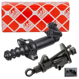 2x febi Nehmerzylinder + Geberzylinder Kupplung für VW Golf 7 8V Leon 5F Octavia 3 MQ250