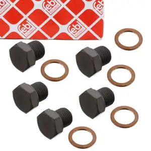 5x febi 12281 &Ouml;lablassschraube + Dichtring M14x1,5mm f&uuml;r AUDI SEAT SKODA VW N90288901