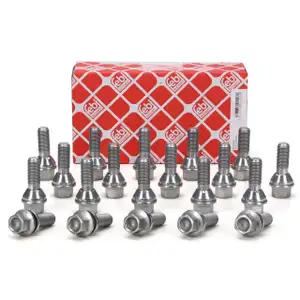 20x febi 21508 Radschraube M14x1,5mm f&uuml;r VOLVO S60 S80 S90 V60 V70 V90 XC40 XC60 XC70 XC90