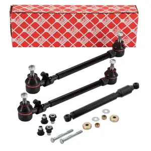 febi 2x Spurstange + Lenkungsd&auml;mpfer + Umlenkhebel Rep.-Satz f&uuml;r MERCEDES W124 S124 C124
