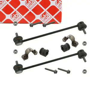 2x febi Koppelstange + Stabilisatorlager 198mm für VW Polo 9N SKODA Fabia 1 PR-0AR vorne