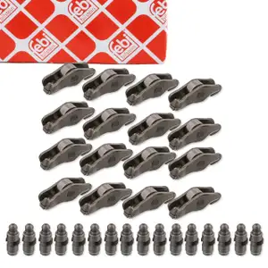 16x febi Kipphebel + Ventilstößel für BMW E81 E82 E87 E46 E90 E91 E39 E60 E61 E83N47 M47