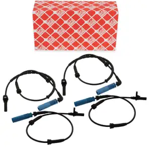 4x febi ABS Sensor Raddrehzahl f&uuml;r BMW 5er E60 6er E63 E64 mit DSC vorne + hinten