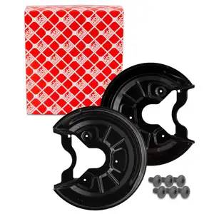 2x FEBI Spritzblech Bremsscheibe + Schrauben VW Golf 5 6 Touran A3 8P Octavia 2 hinten