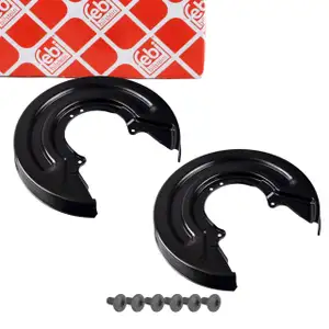 2x febi Spritzblech Bremsscheibe + Schrauben f&uuml;r VW Multivan Transporter T5 T6 hinten