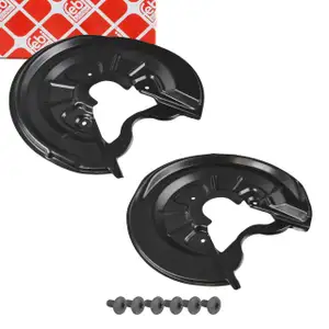 2x febi Spritzblech Bremsscheibe + Schrauben für VW Golf 5 6 Touran A3 8P Octavia 2 hinten