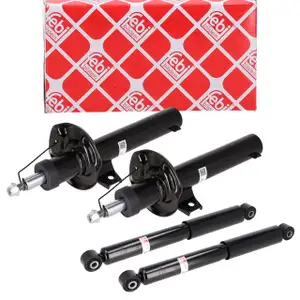 4x febi Gasdruck Feerbein Sto&szlig;d&auml;mpfer f&uuml;r VW Caddy 3 4 / Alltrack vorne + hinten