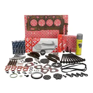 febi Motor + &Ouml;lpumpe Steuerkettensatz + ELRING 1,55MM Dichtungssatz + Ventile f&uuml;r BMW N47