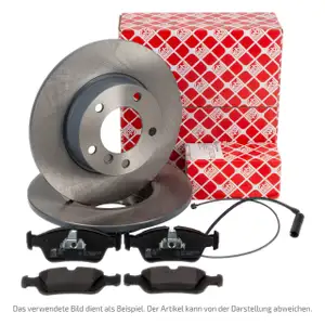 febi Bremsscheiben + Bremsbel&auml;ge + Sensor f&uuml;r BMW 3er E30 316 316i 318i ohne ABS vorne