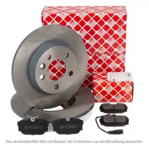 febi Bremsscheiben + Bremsbeläge + Sensor für VW Transporter T4 PR-2E3 Sharan 7M hinten