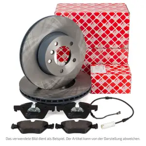febi Bremsscheiben + Bel&auml;ge + Sensor f&uuml;r MERCEDES W205 S205 W213 S213 C/A238 vorne
