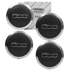 4x ORIGINAL FIAT Nabendeckel Felgendeckel &Oslash; 55mm 500 / 500C ab MJ 2007 51884863