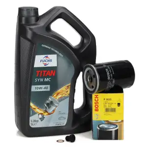 5L FUCHS 10W-40 Motor Oil + BOSCH Oil Filter for VW Golf 1, 2, 3, Passat B1-4, Polo 86, T4, Vento