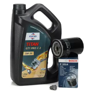 5L FUCHS TITAN 5W-30 Engine Oil + BOSCH Oil Filter for AUDI, SEAT, SKODA 1.6, 1.8, 2.0 06A115561B